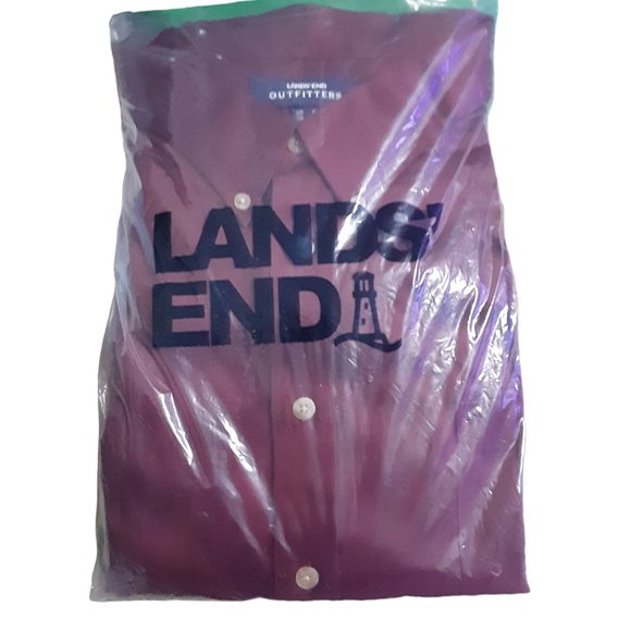 Lands End Outfitters Long Sleeve Perfect Twill Shirt Mens Size 5X Burgundy - Picture 1 of 3